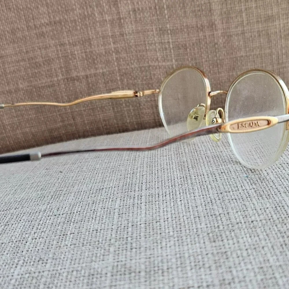 Escada Vintage Glasses Frame Half Rim Gold Tone Women Eyeglasses Frame only